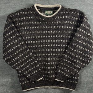 Vintage American Eagle Wool Sweater Made in USA Gray Speckled Knit M Fair Isle